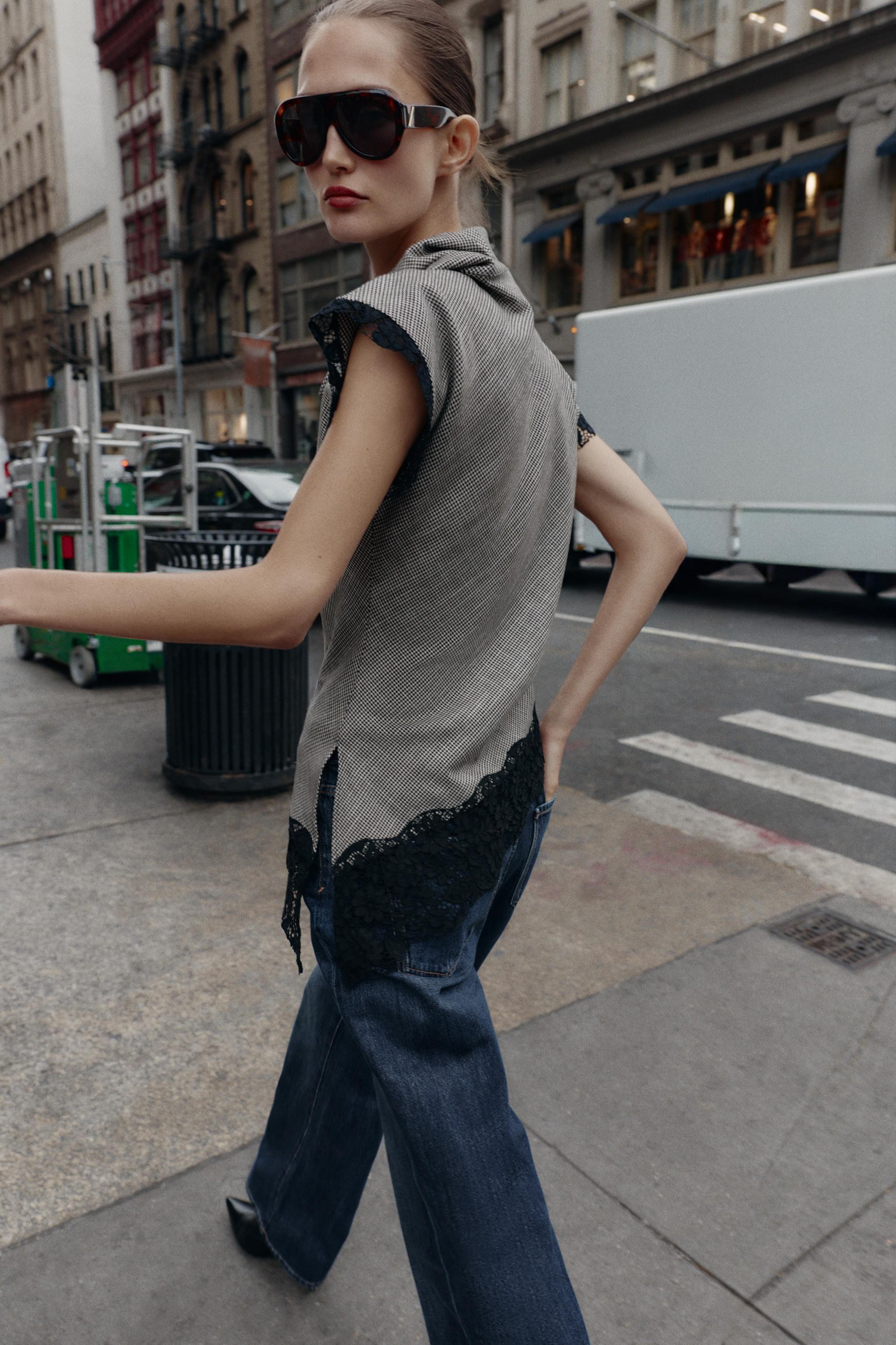 HOUNDSTOOTH LACE TOP